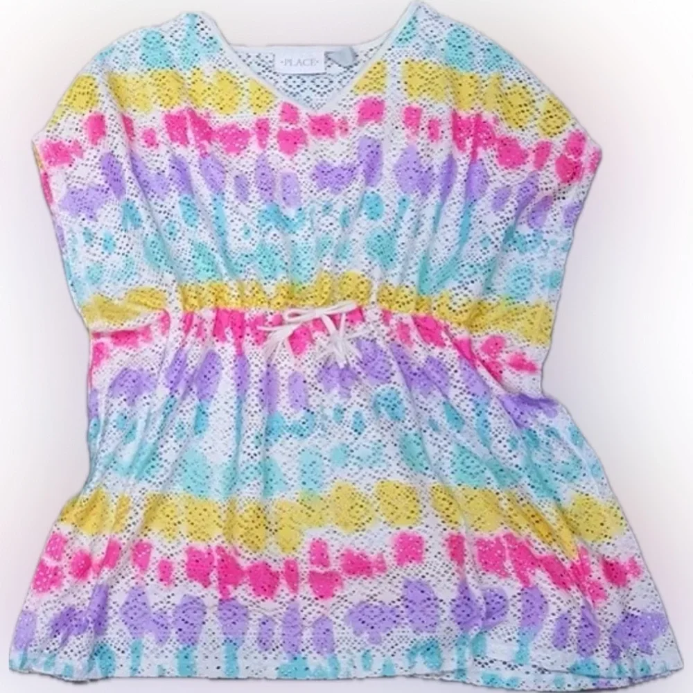 The Children’s Place Tie Dye Rainbow Lace Swim Cover-Up Dress, Slim Poncho Style